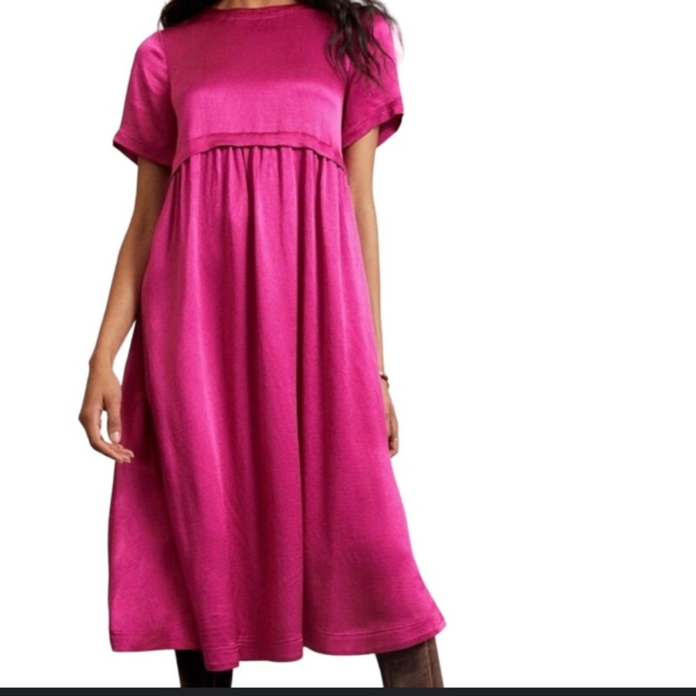Maeve metallic pink midi dress